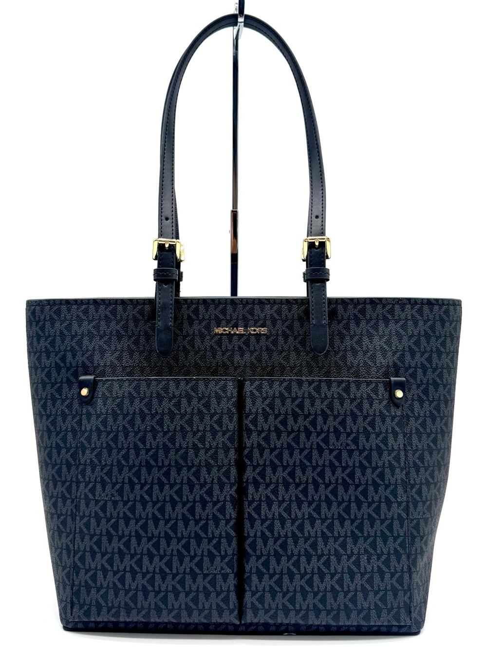 Michael Kors Jet Set Medium Pocket Tote Bag Black Multi - Picture 2 of 10